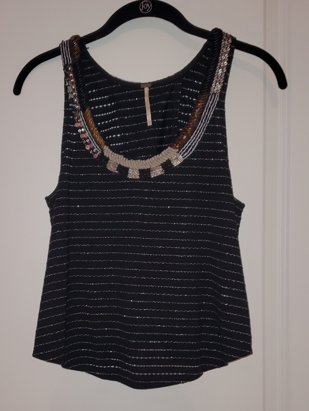 Free People Xs Sleeveless Black Beaded Embellished Women's Top